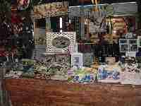 view at indoor dealer booths at the flea market